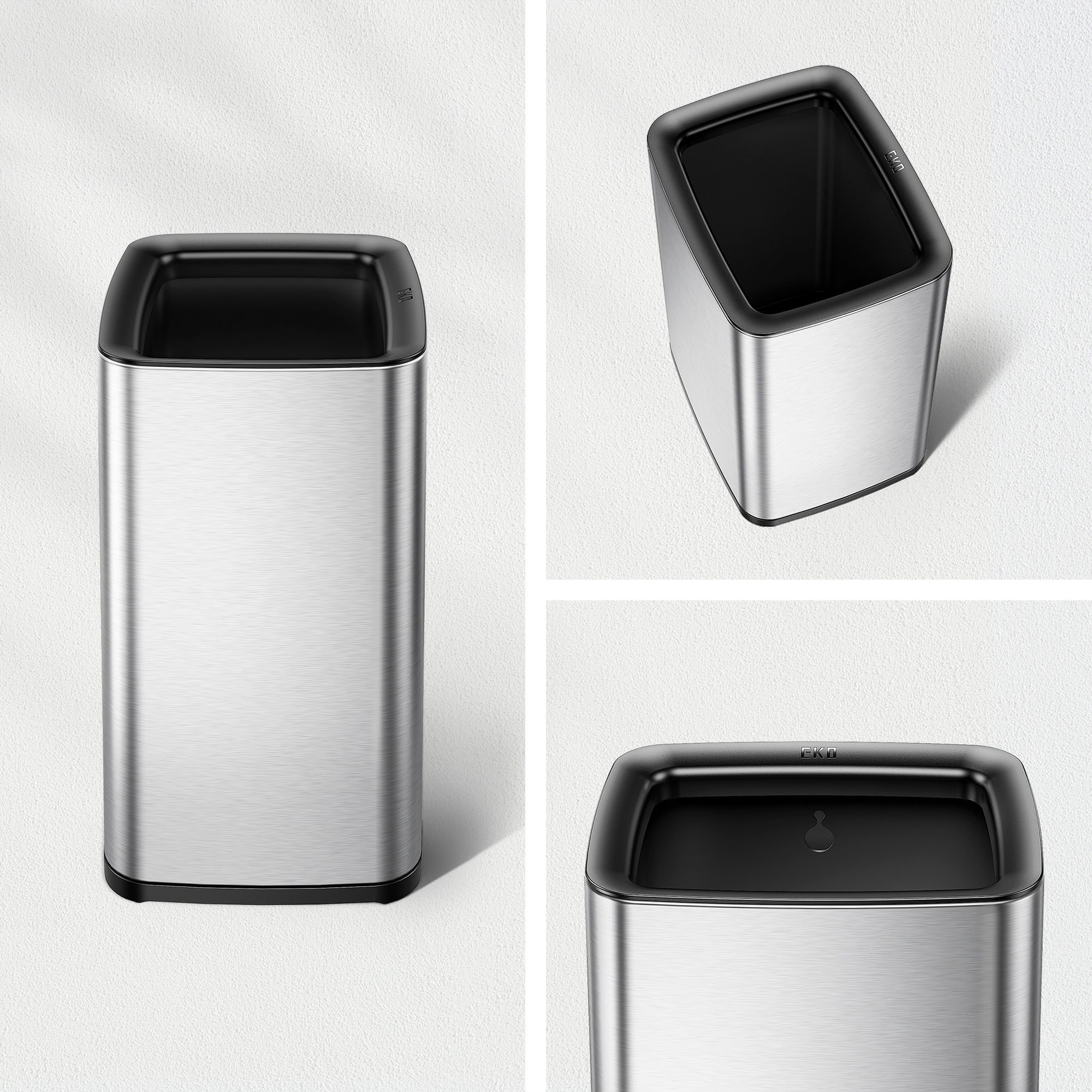 EKO Laguna 2.6 Gallon/10L Open Top Trash Can with Removable Inner Basket - Matte Stainless Steel – Clean