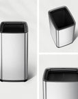 EKO Laguna 2.6 Gallon/10L Open Top Trash Can with Removable Inner Basket - Matte Stainless Steel – Clean