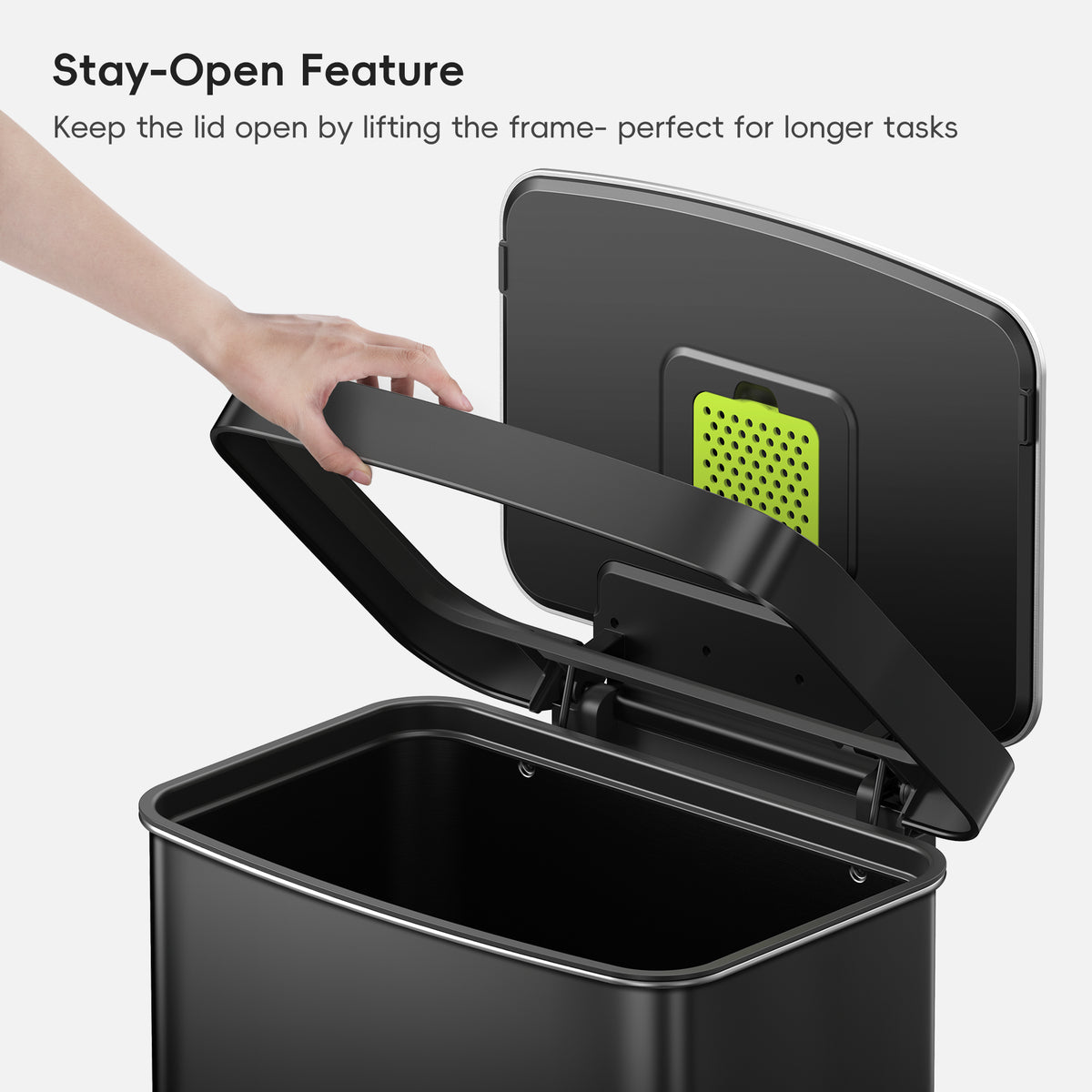 Hudson Step Trash Can with Bag Compartment, Stainless Steel