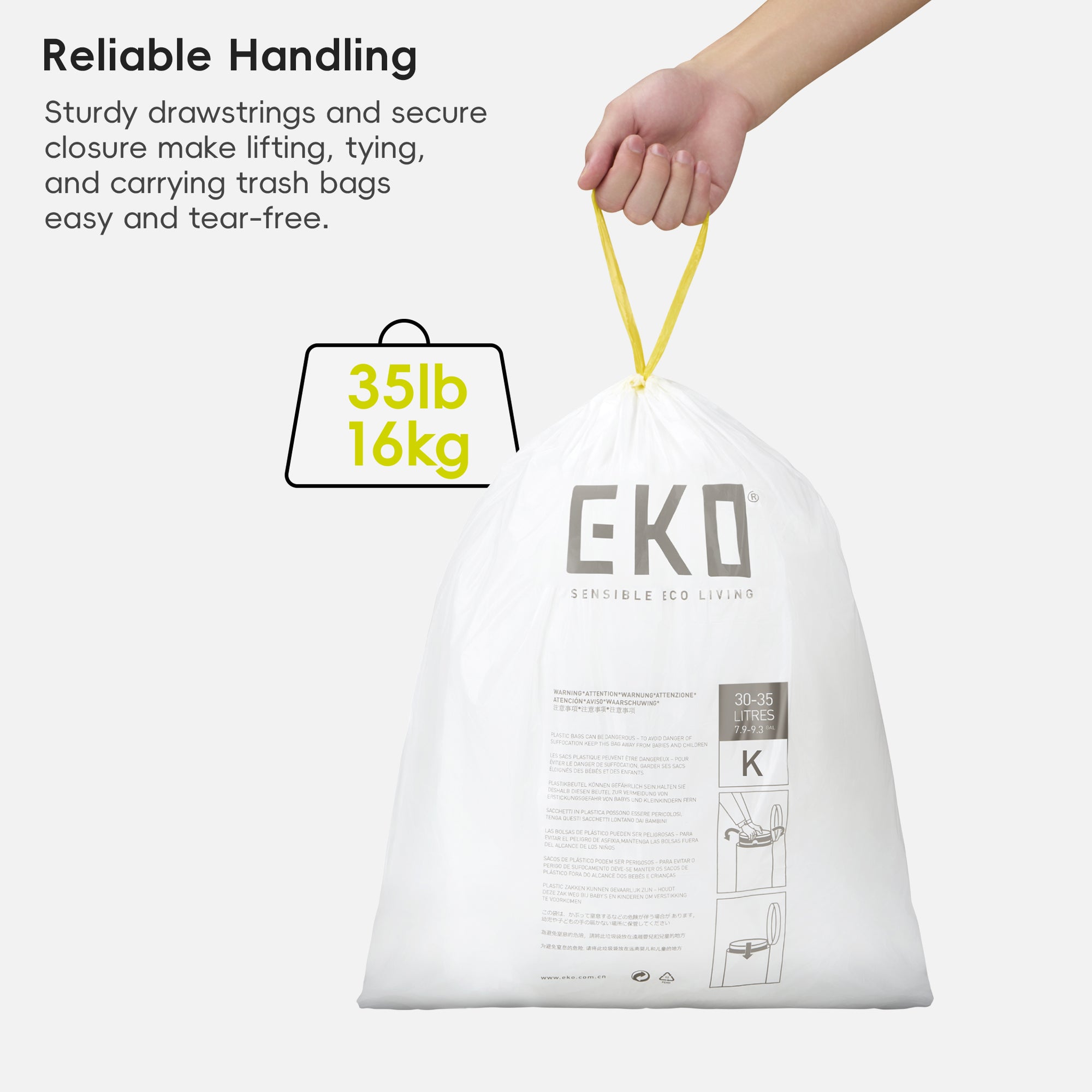 Code K -9.3 Gallon Easy-Dispense Roll Trash Bag - 240 Count