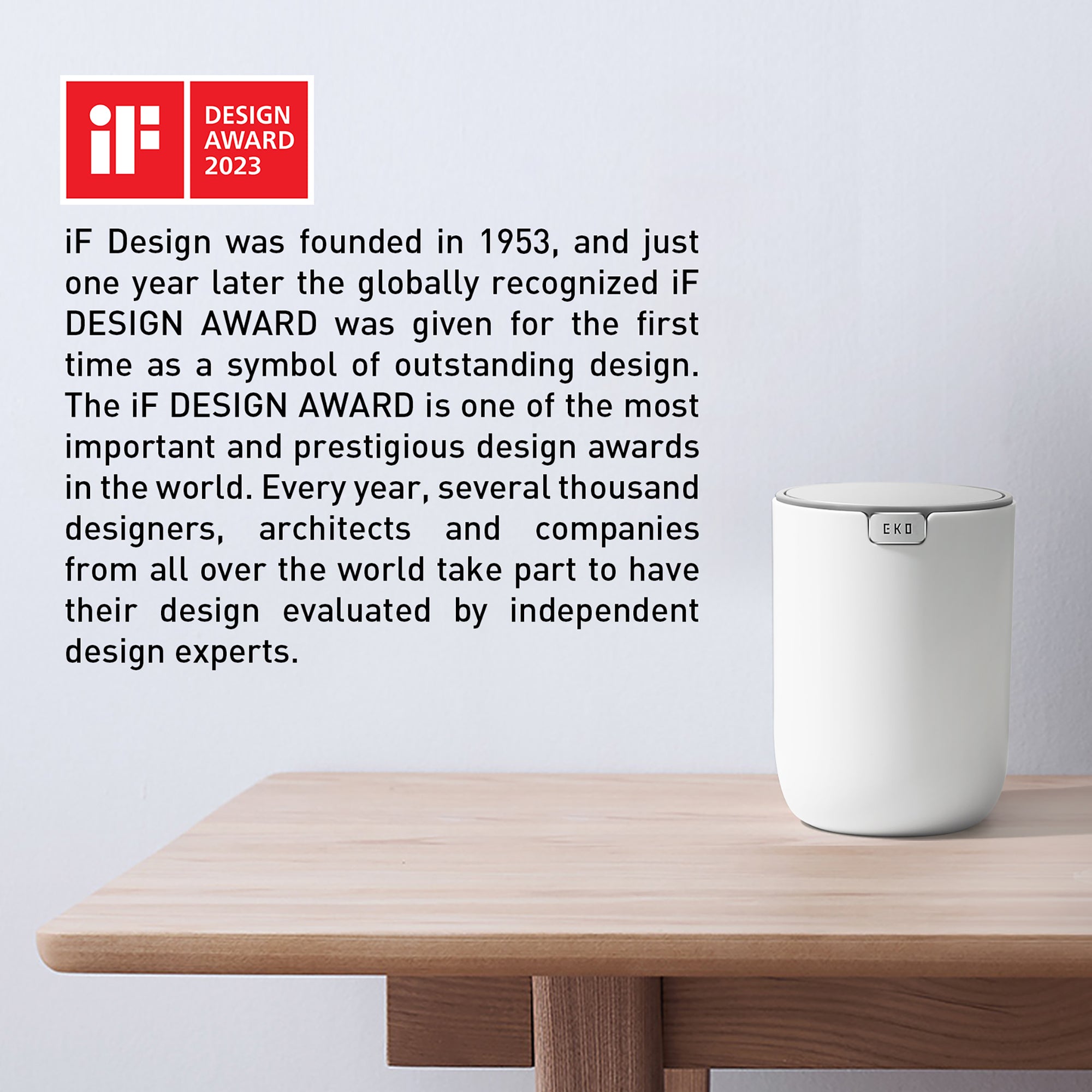 EKO Fandy Table Bin with Swing-Top Lid - White 1.5L / 0.4 Gal – Design Award 2023