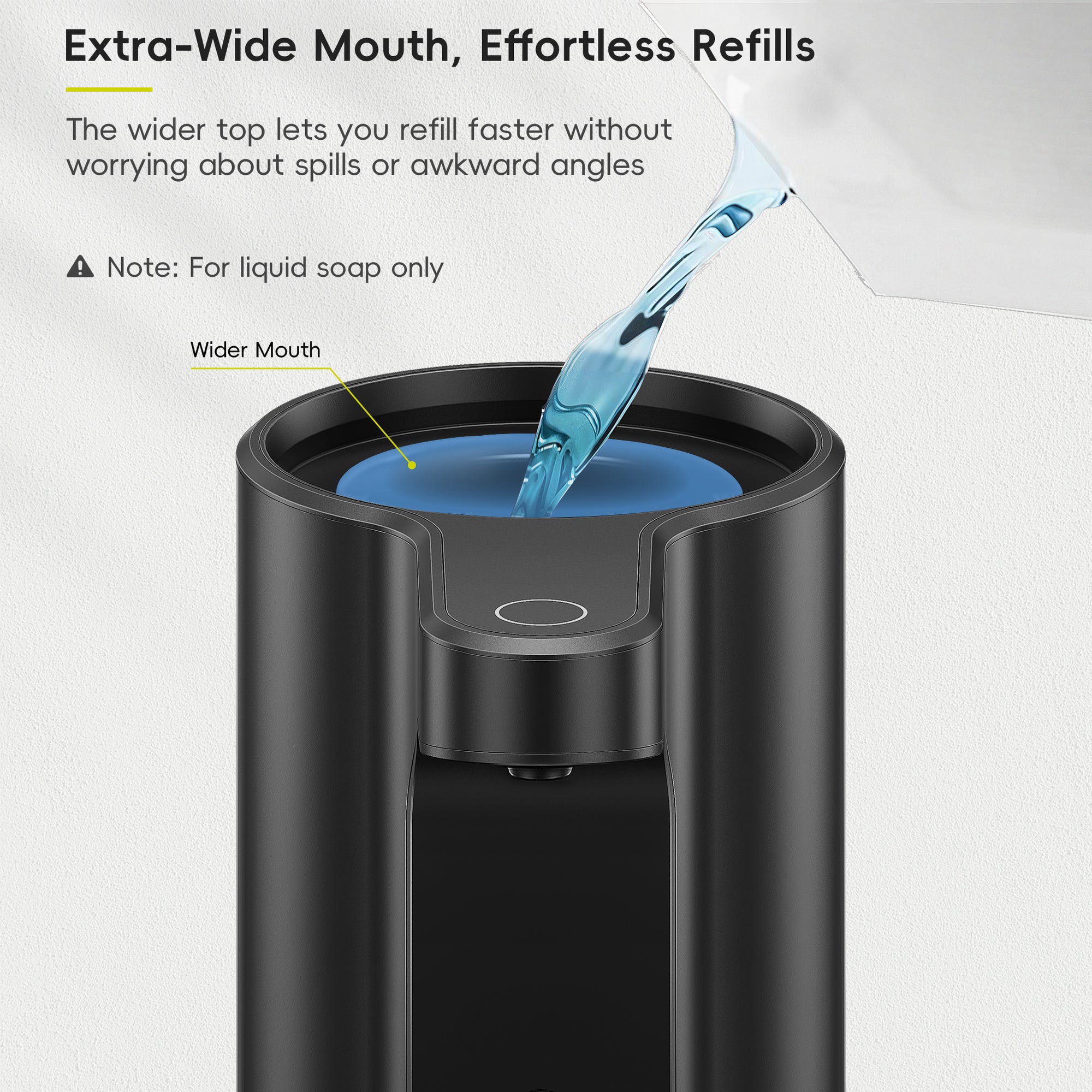 EKO Aroma Pro 13.5 fl oz Touchless Automatic Liquid Soap Dispenser-Matte Black – Extra-Wide Mouth, Effortless Refills