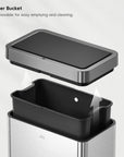 EKO Mirage-X Sensor Trash Can with Liner – 47Liter / 12.4 Gallon - Stainless Steel – Inner Bucket - Removable for easy emptying and cleaning