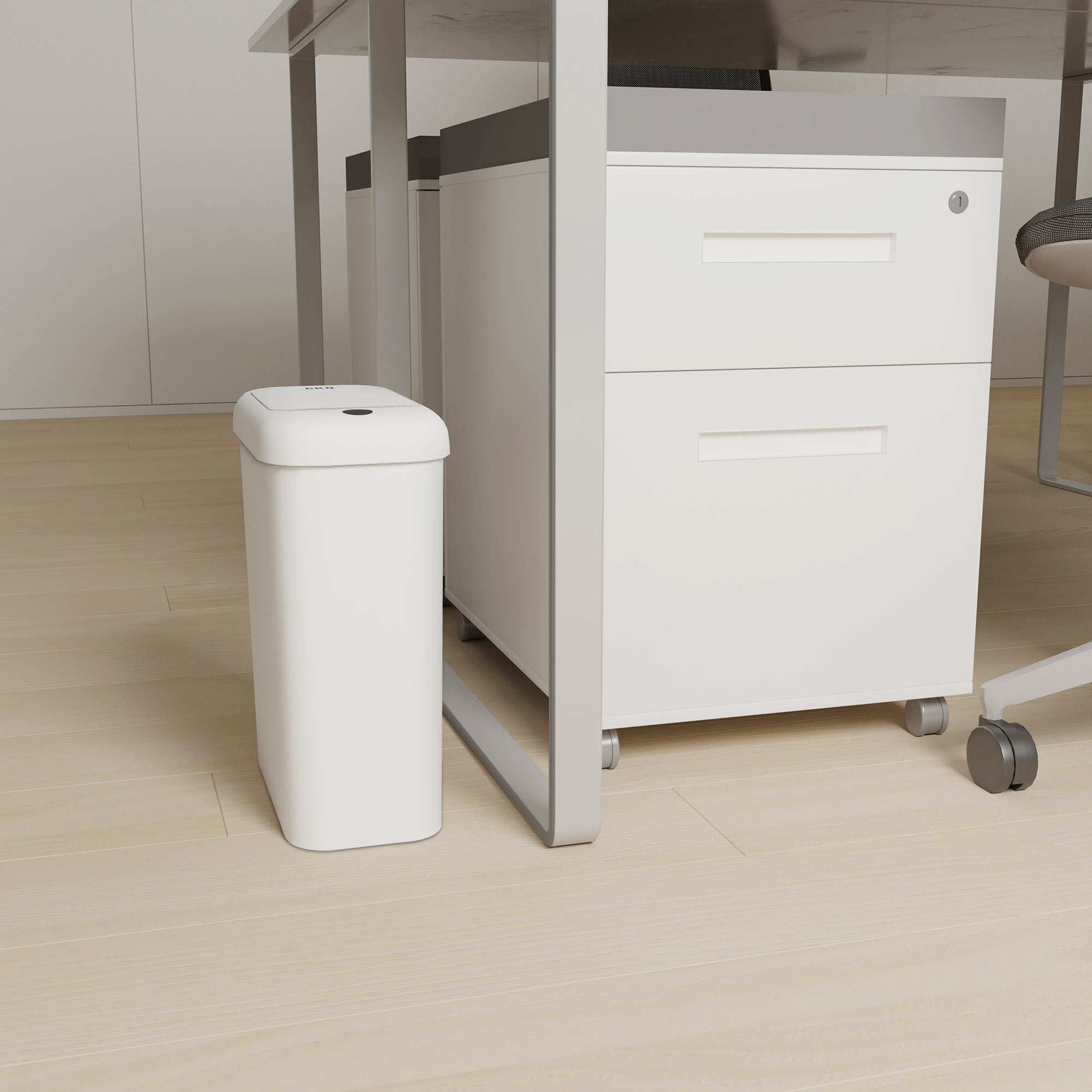 EKO Morandi Slim Bathroom Trash Can - 10L /2.6 Gallon - White – Office