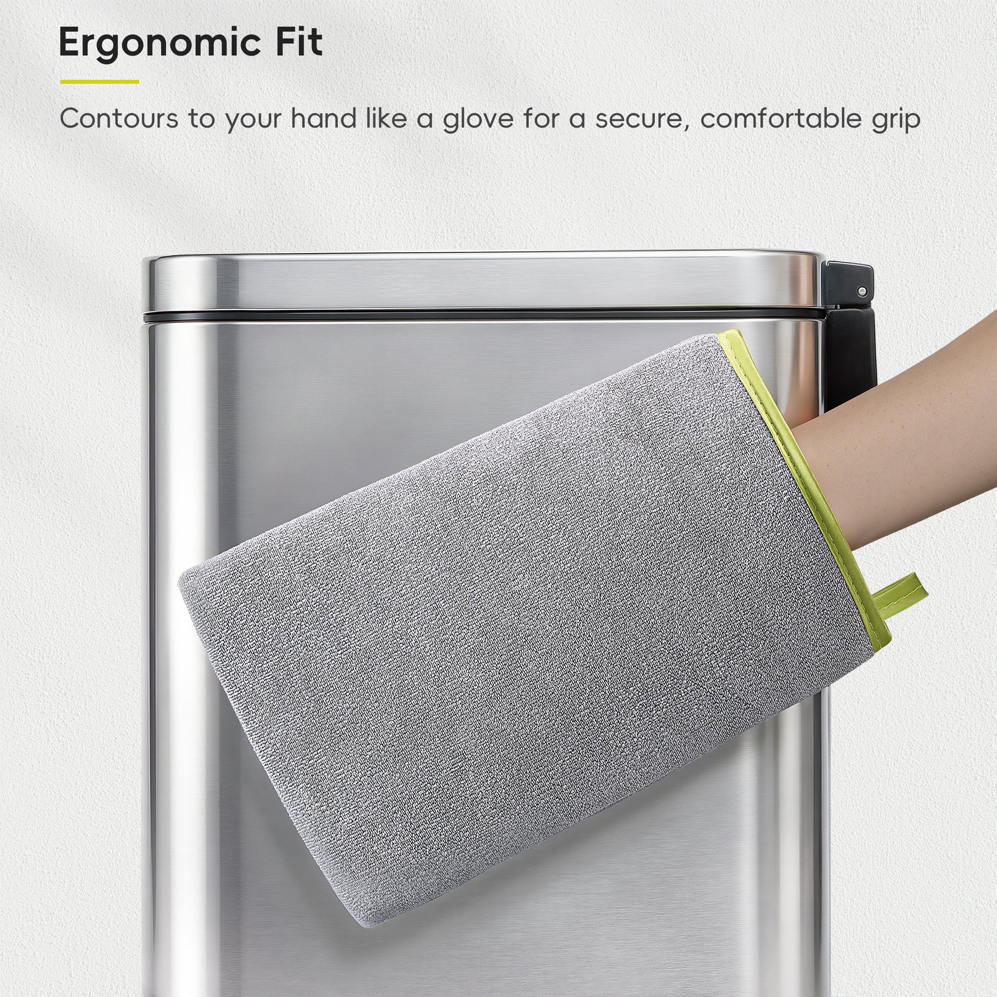 EKO Microfiber Cleaning Mitt for Stainless Steel – Ergonomic Fit
