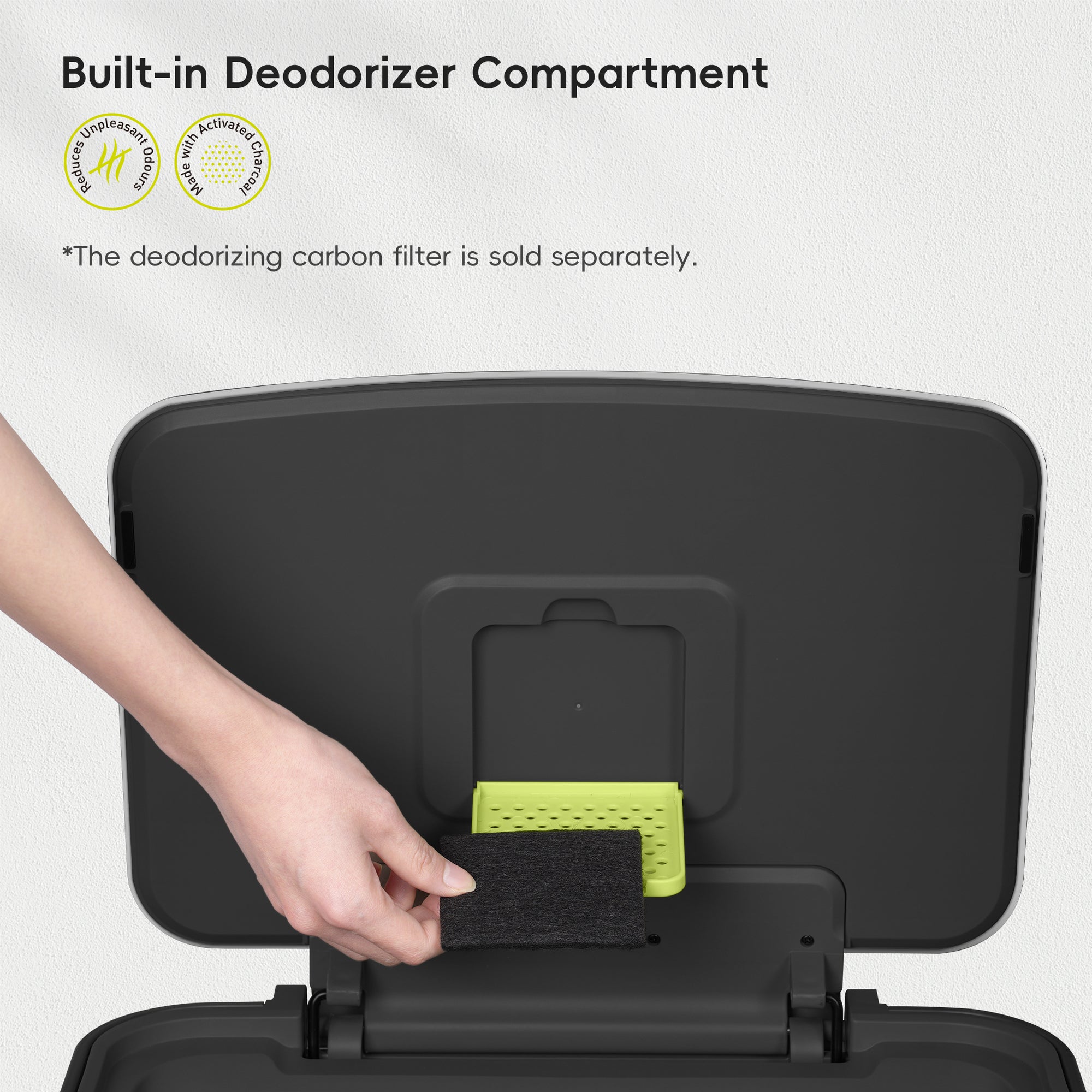 EKO Hudson  75Liter / 19.8 Gallon Step Trash Can with Bag Compartment - Matte Black – Built-in Deodorizer Compartment