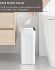 EKO Brio 10L / 2.6 Gallon in White Compact Design Motion Sensor Trash Can – Advanced Motion Sensor