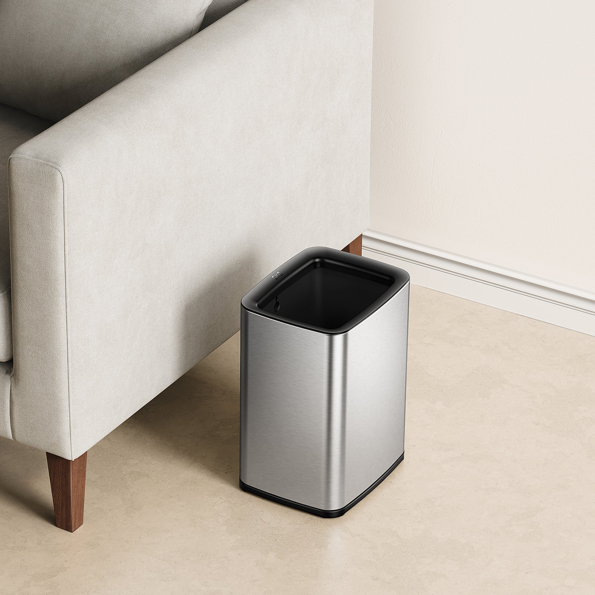 EKO Laguna 2.6 Gallon/10L Open Top Trash Can with Removable Inner Basket - Matte Stainless Steel – Living Room