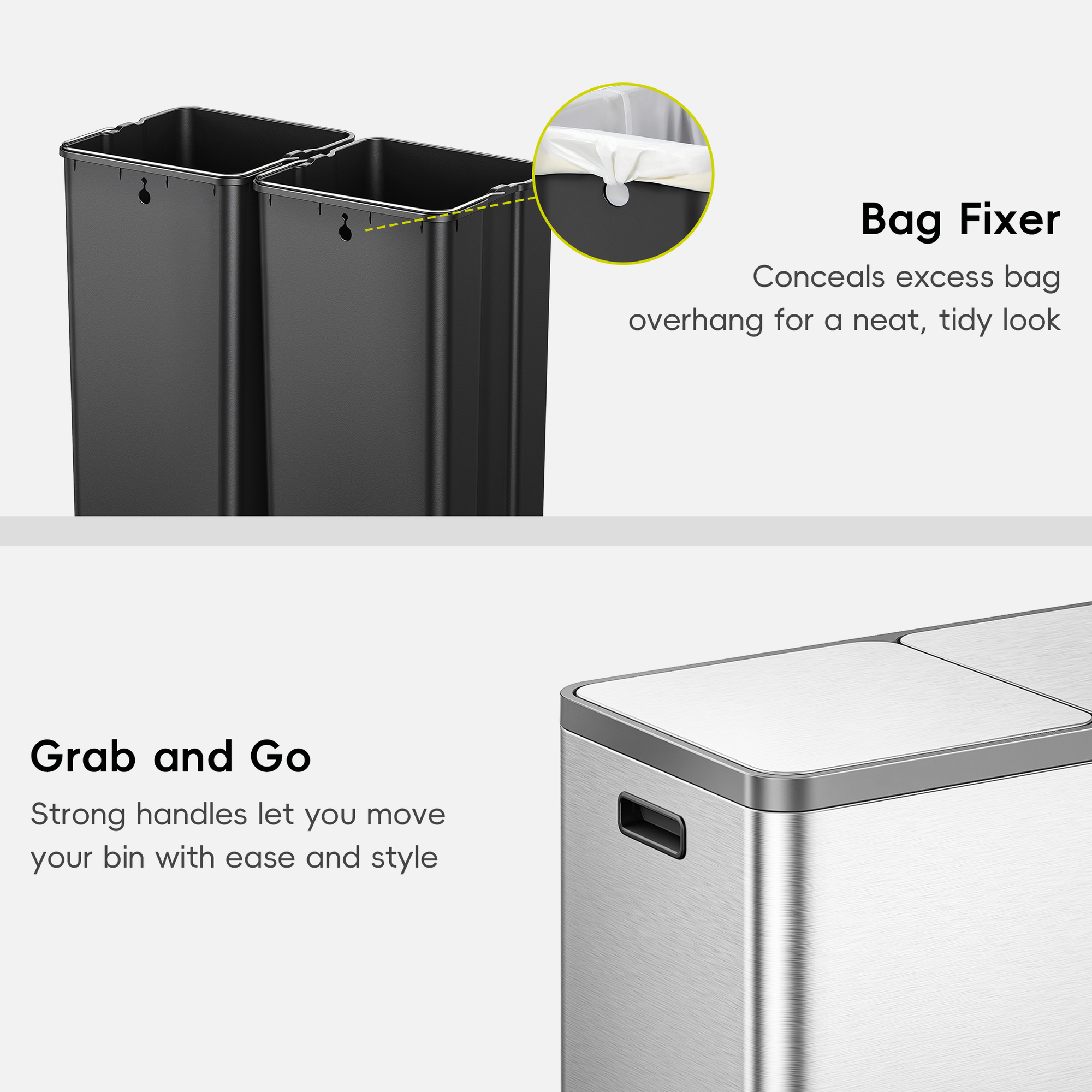 EcoCasa Plus 2 x 10.6 Gal Dual Recycling Trash Can for Kitchen