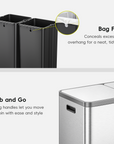 EcoCasa Plus 2 x 10.6 Gal Dual Recycling Trash Can for Kitchen