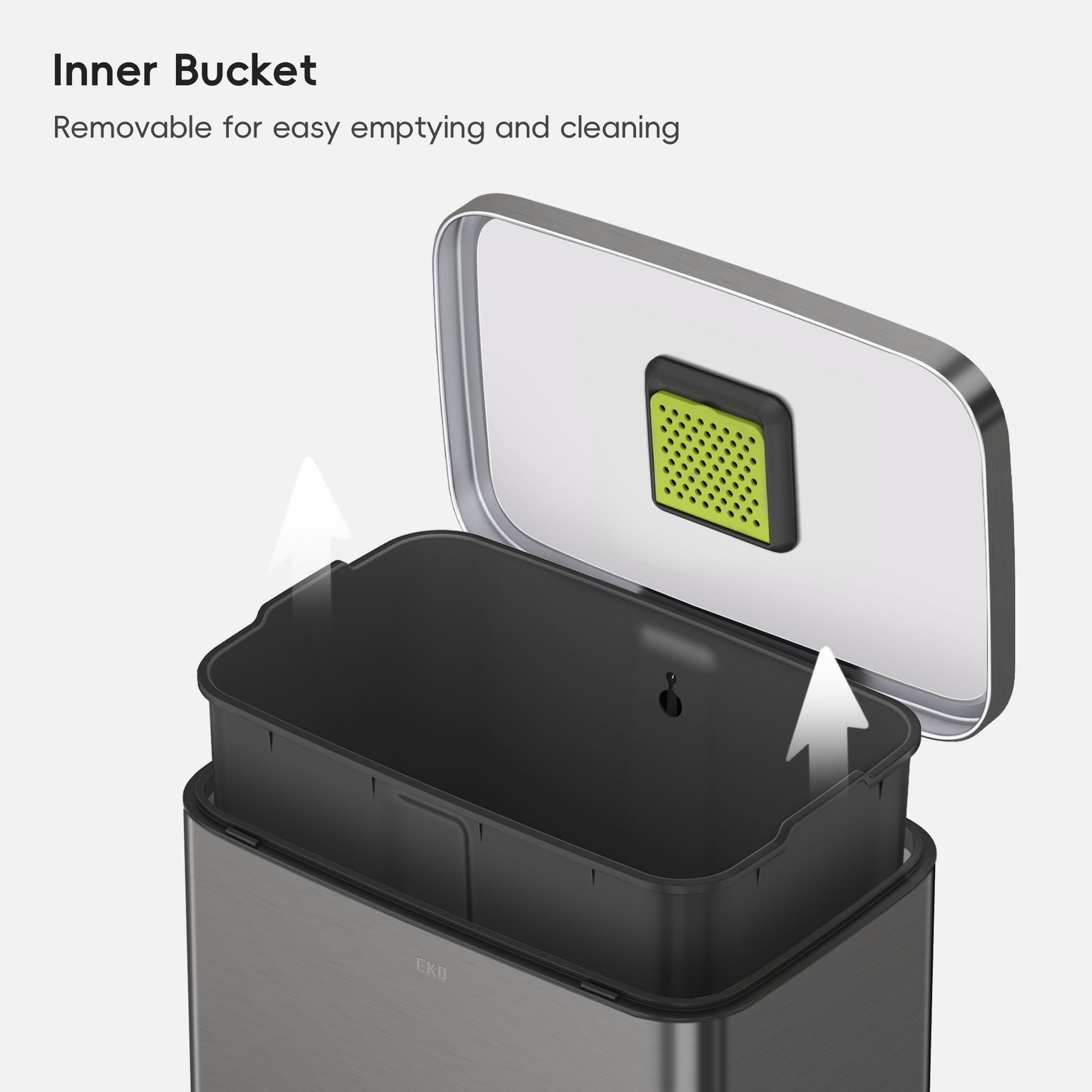 Madison Gunmetal Steel 50 Liter/13.2 Gallon Step Trash Can with Inner Liner