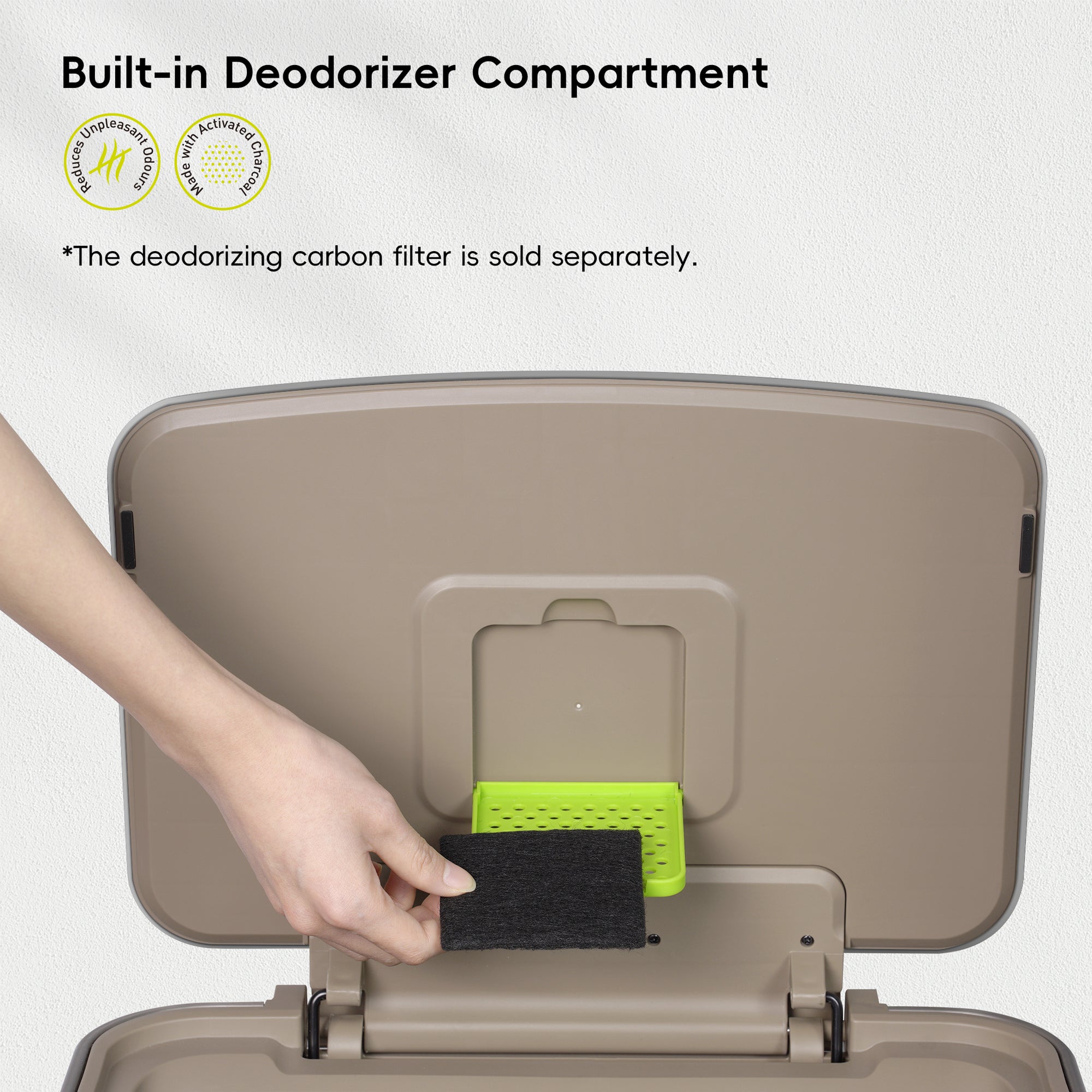 EKO Hudson 75L / 19.8 Gal Step Can with Bag Compartment - Stainless Steel – Built-in Deodorizer Compartment