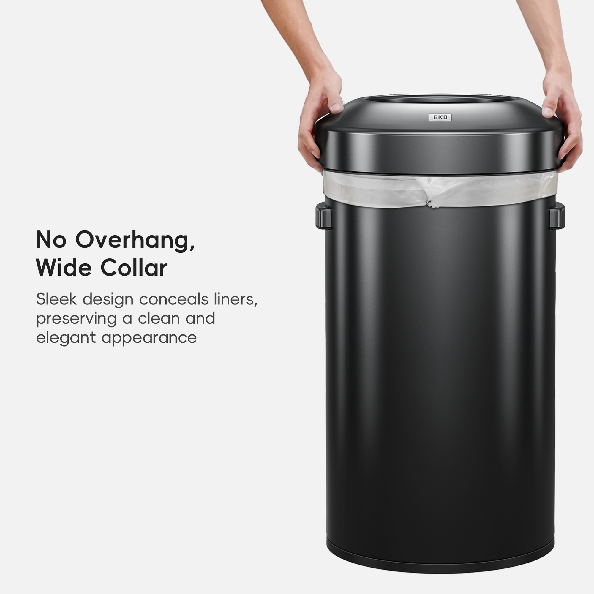 Urban Round Open Top Can Commercial 90L / 23.7 Gal - Black Stainless Steel