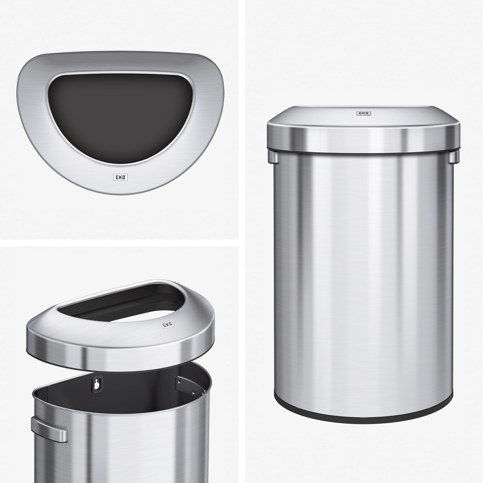 Urban 21 Gallon Semi-Round Open Top Waste Bin, 80L – Easy To Open