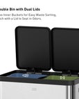 EKO Essential Step Recycling Can - Dual Compartment 30L+30L – Double Bin with Dual Lids