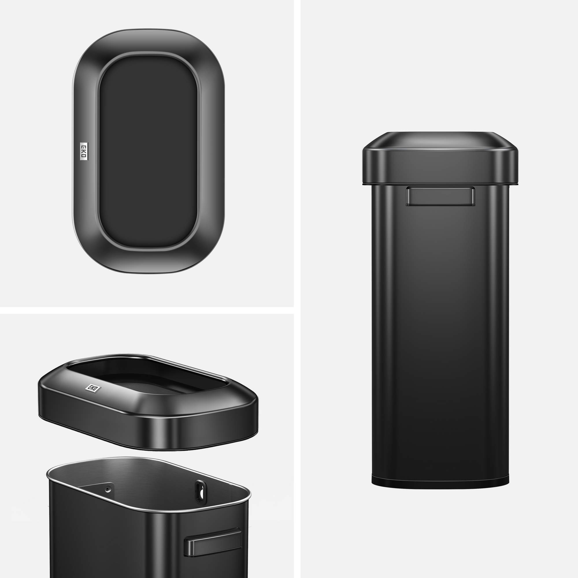 Urban Slim Open Top Can Commercial Grade - 60L / 16 Gal-Matte Black
