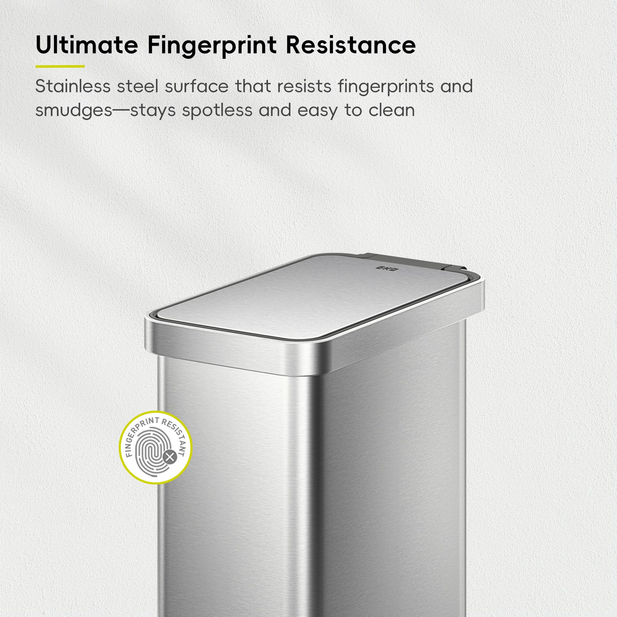 Hudson Slim 50L / 13.2 Gallon Matte Stainless Steel Step Trash Can with Lid