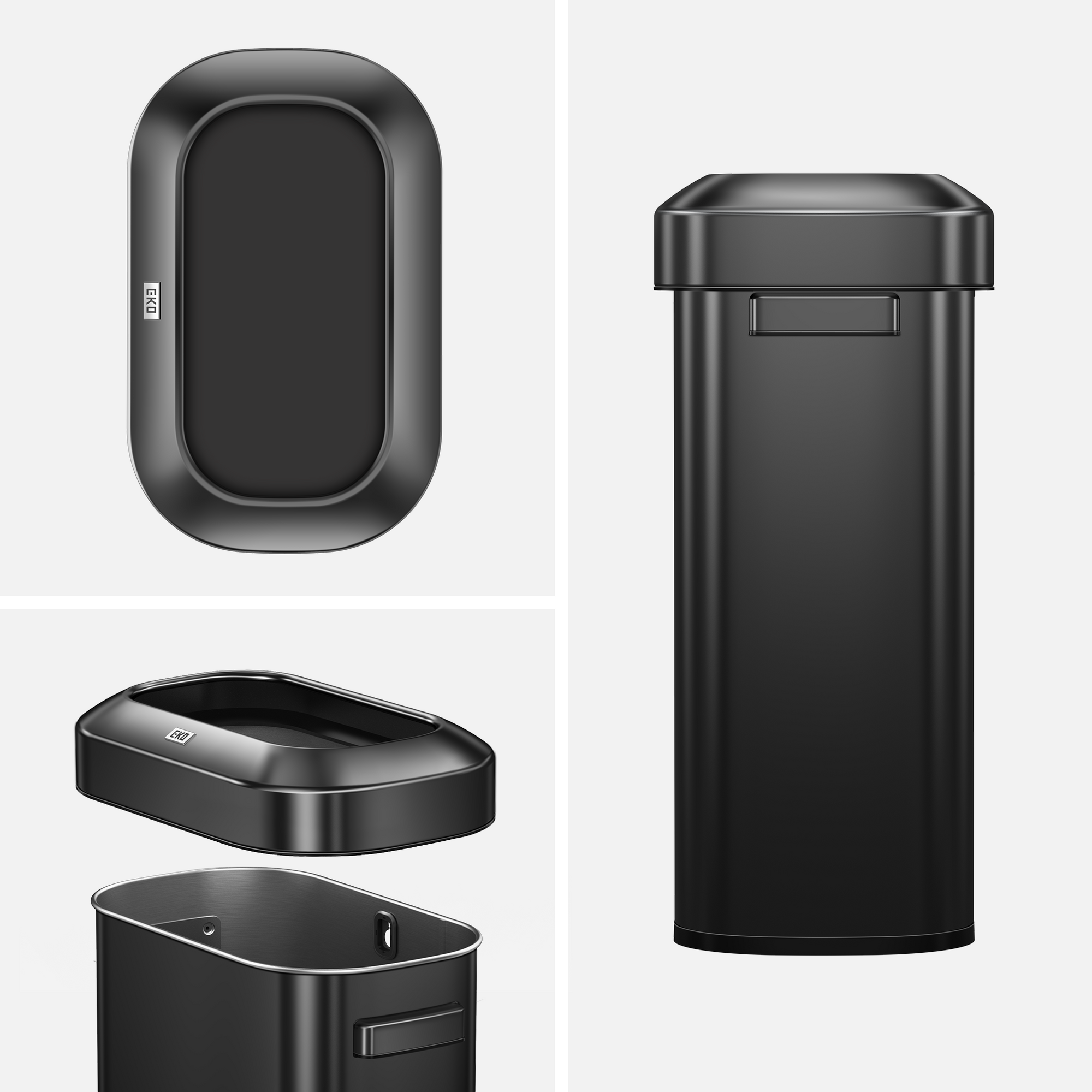 Urban Slim Open Top Can Commercial Grade - 90L / 23.7 Gal-Matte Black