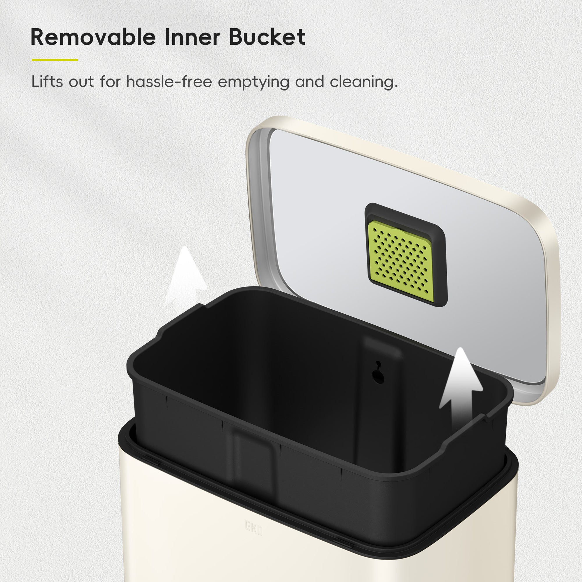 Madison Vanilla Steel 50 Liter/13.2 Gallon Step Trash Can with Inner Liner