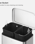 Maxwell Dual Compartment 20L+25L  Step Trash Can-Stainless Steel