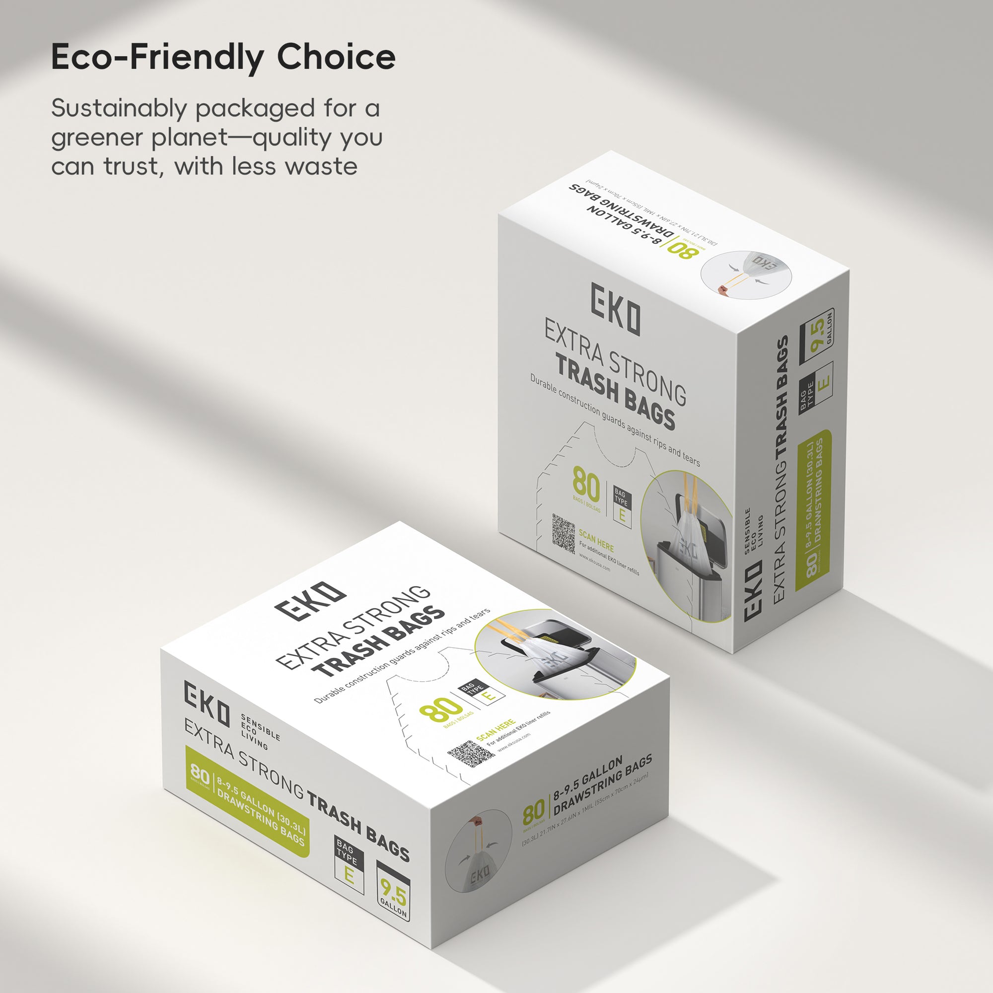 Code E - 8 Gallon Easy-Dispense Roll Trash Bag - 80 Count (30.3-36L)