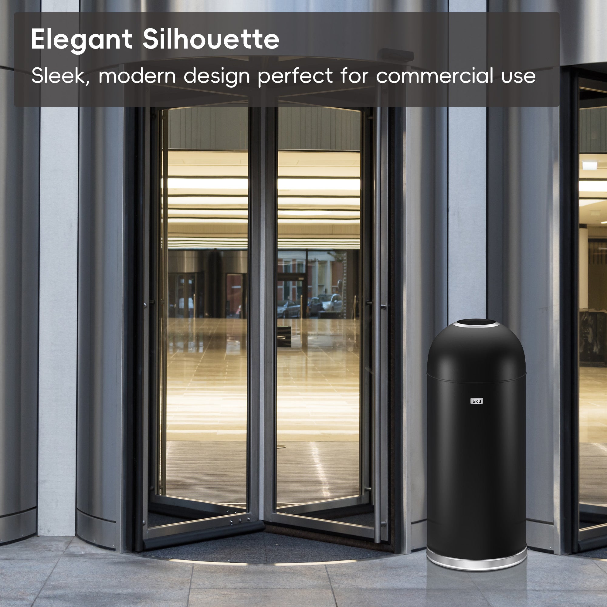 EKO Eternal Round Open Top Can Commercial Grade – 56L / 14.7 Gal – Elegant Silhouette Sleek, modern design perfect for commercial use