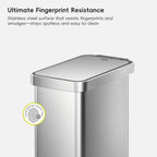 Hudson Slim Stainless Steel Step Trash Can 50 L / 13.2 Gal