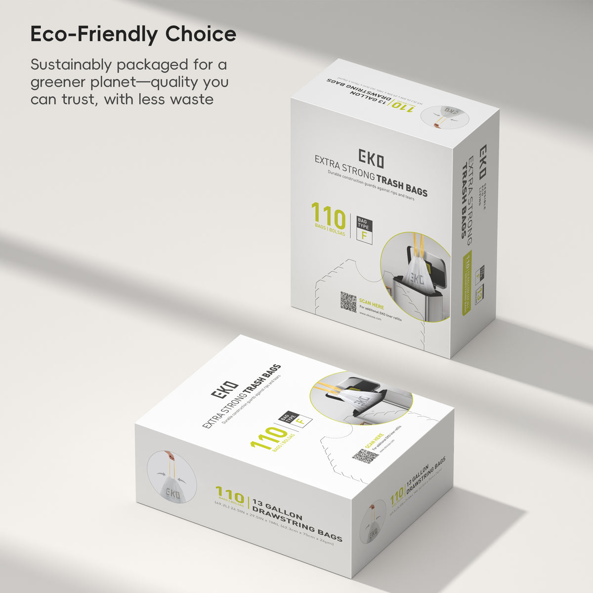 Code F Easy-Dispense Roll Trash Bags, 40-60 L / 10.6-15.9 Gal