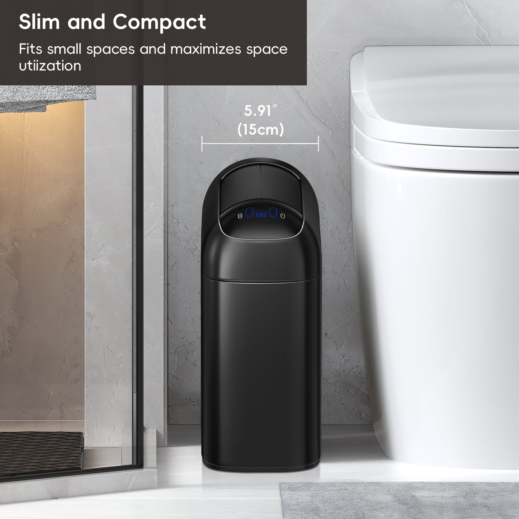 Astro Slim Sensor Trash Can with Butterfly Lid 10 L / 2.6 Gal