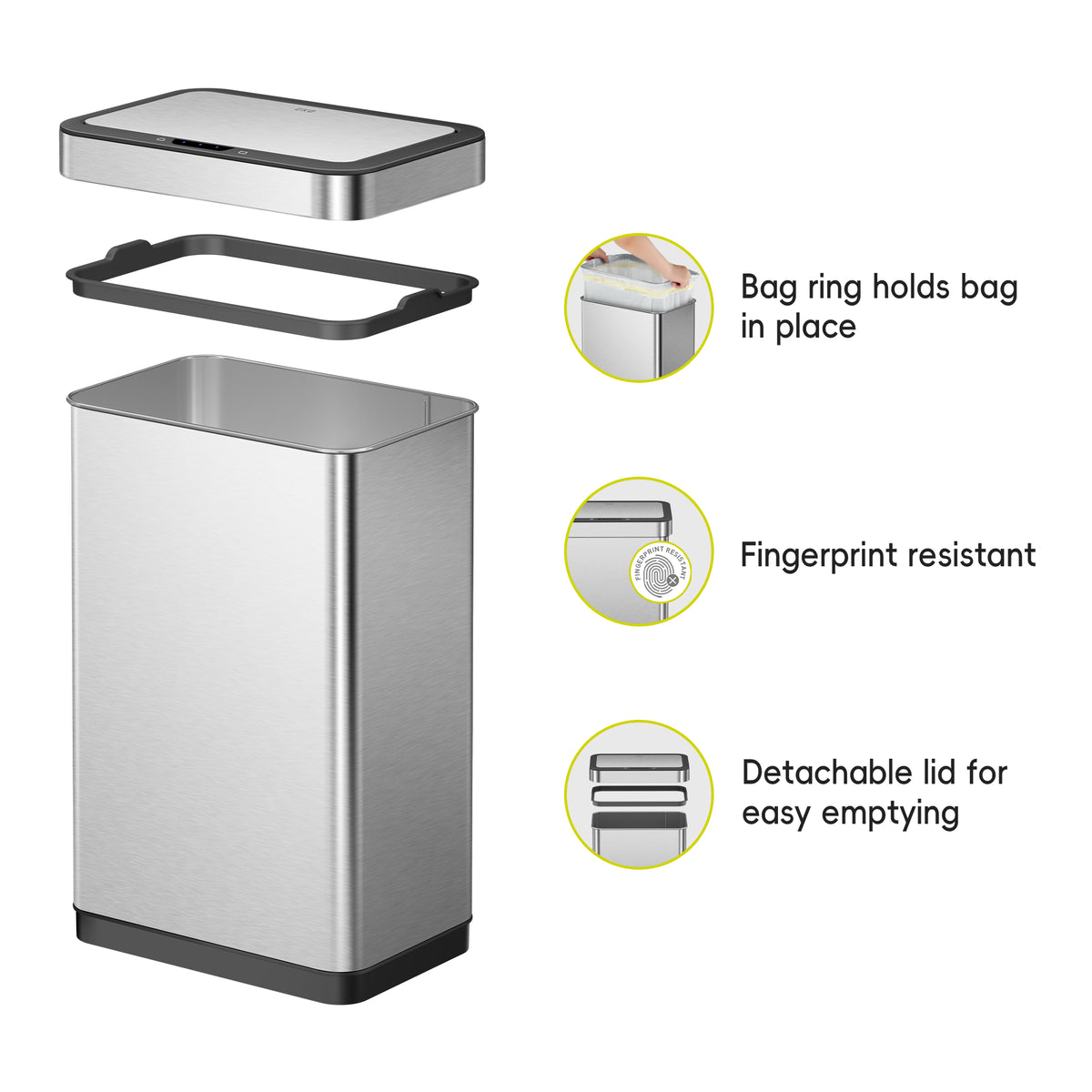 Nova Stainless Steel Motion Sensor Trash Can
