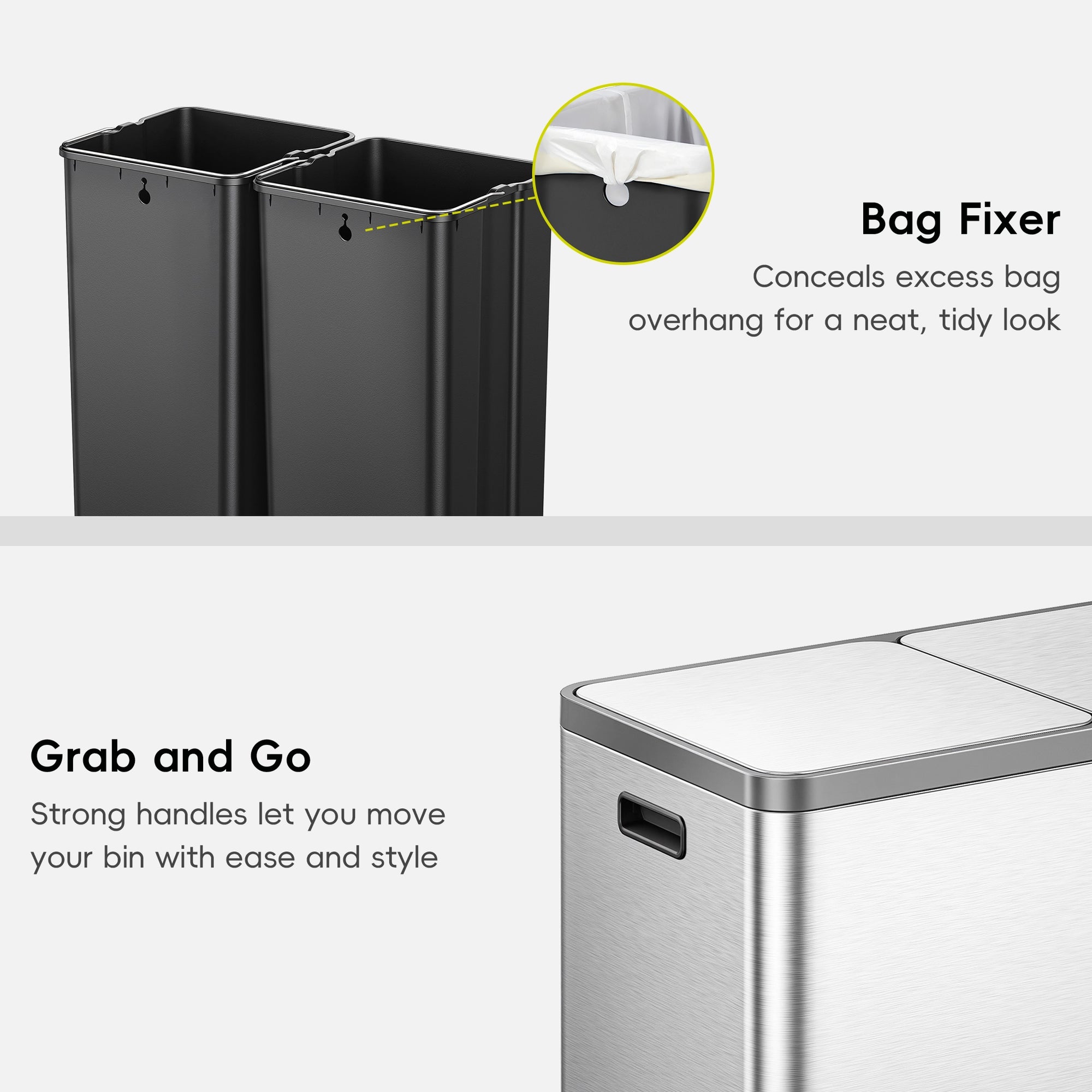 EcoCasa Plus Dual Recycling Trash Can 10.6+10.6 Gal