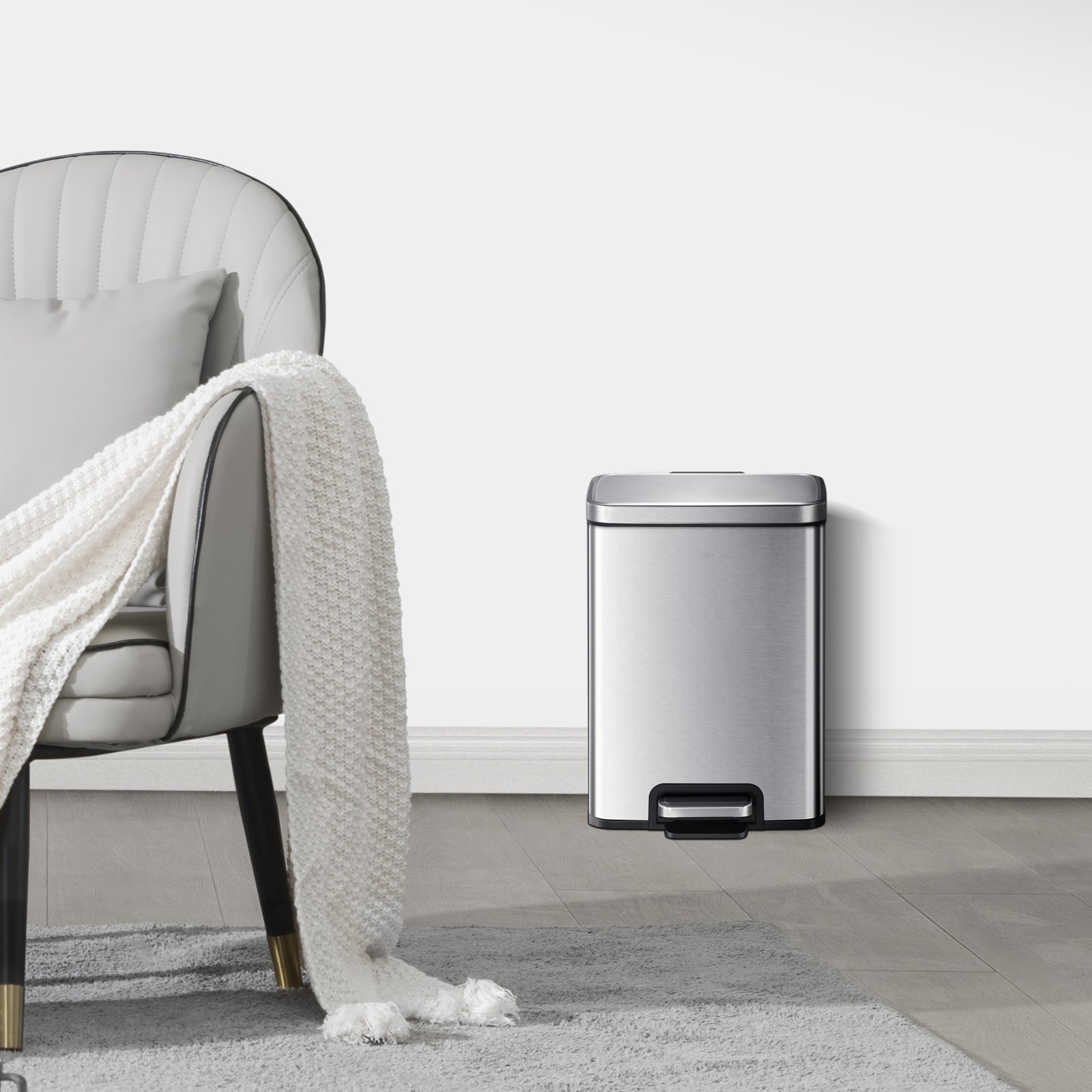 EKO Madison Step Can With Liner - 12L / 3.2 Gal - Stainless Steel – Living Room