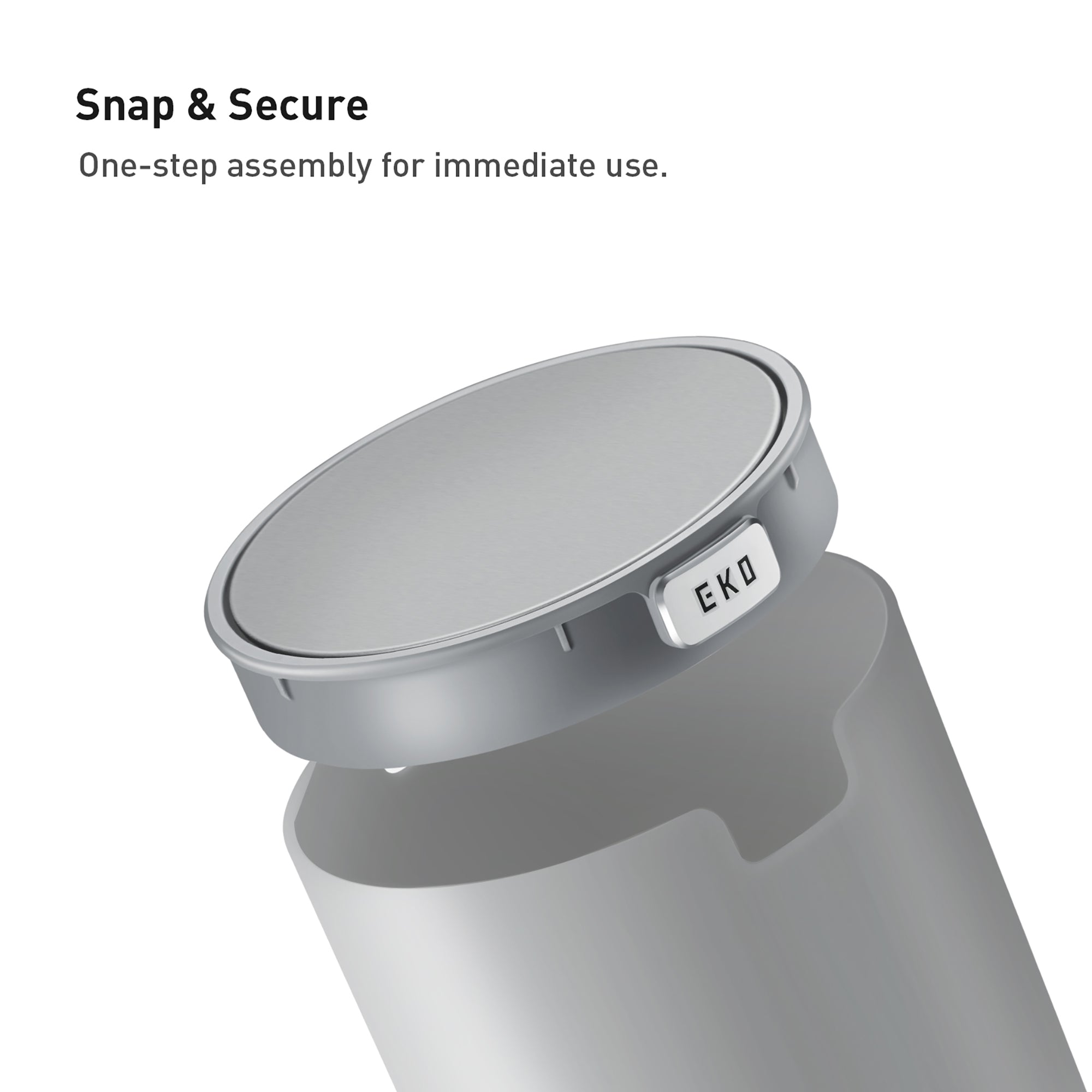 EKO Fandy Table Bin with Swing-Top Lid - Gray 1.5L / 0.4 Gal – Snap & Secure