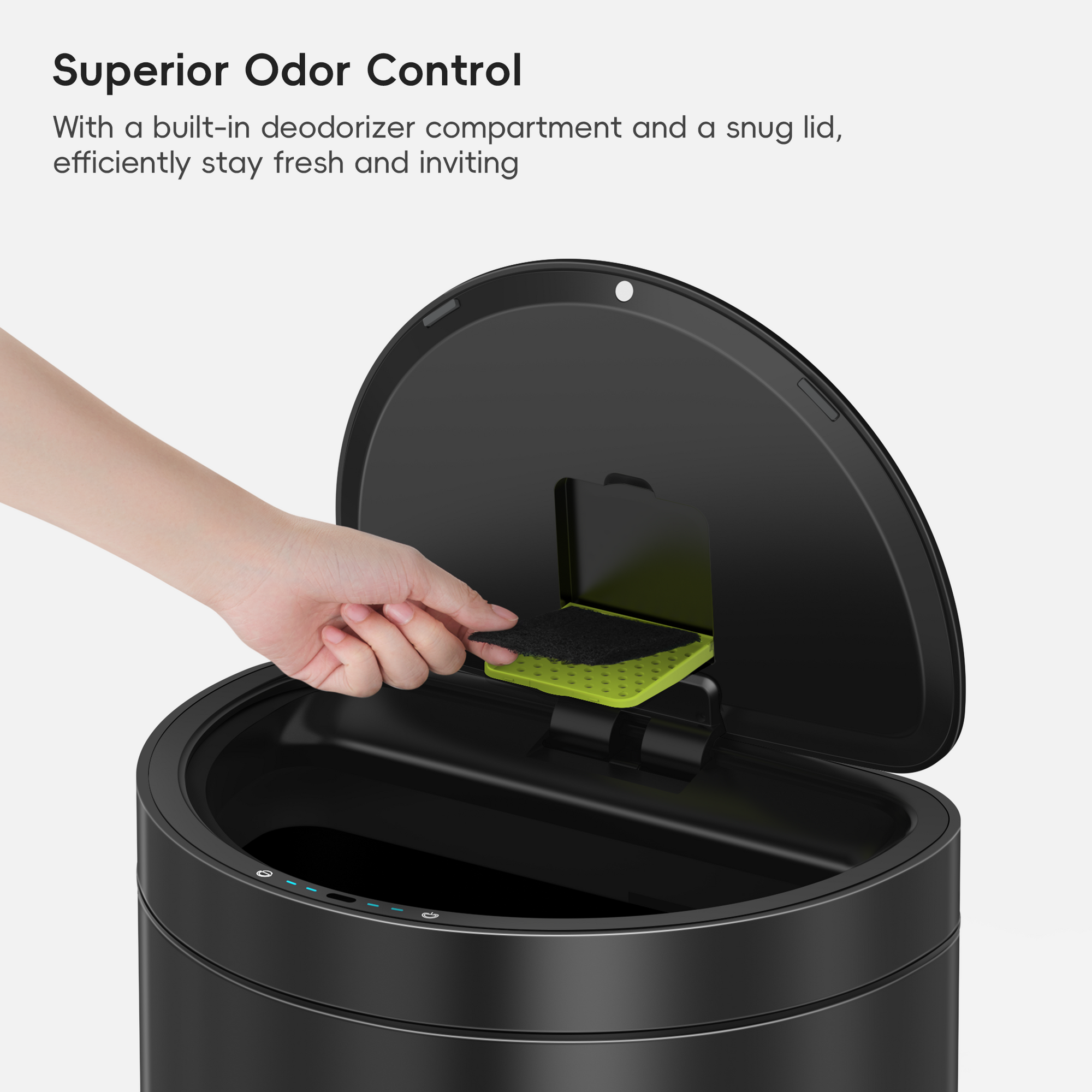 Mirage Semi-Round 47 Liter / 12.4 Gallon Motion Sensor Trash Can - Matte Black