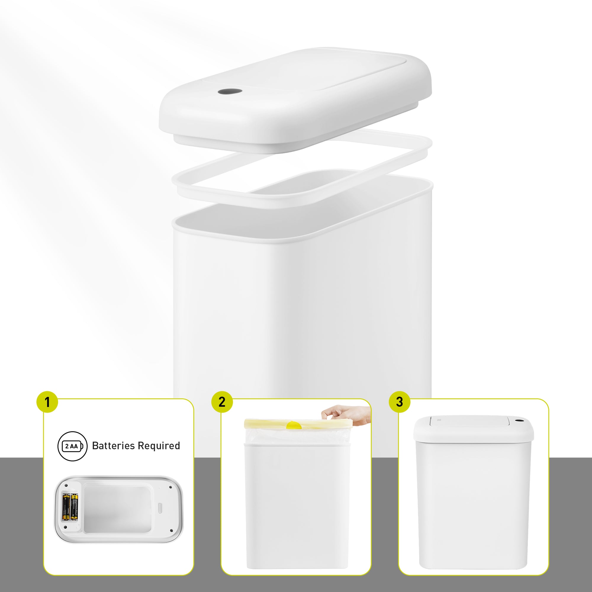 EKO Morandi Slim Bathroom Trash Can - 10L /2.6 Gallon - White – Easy Assembly