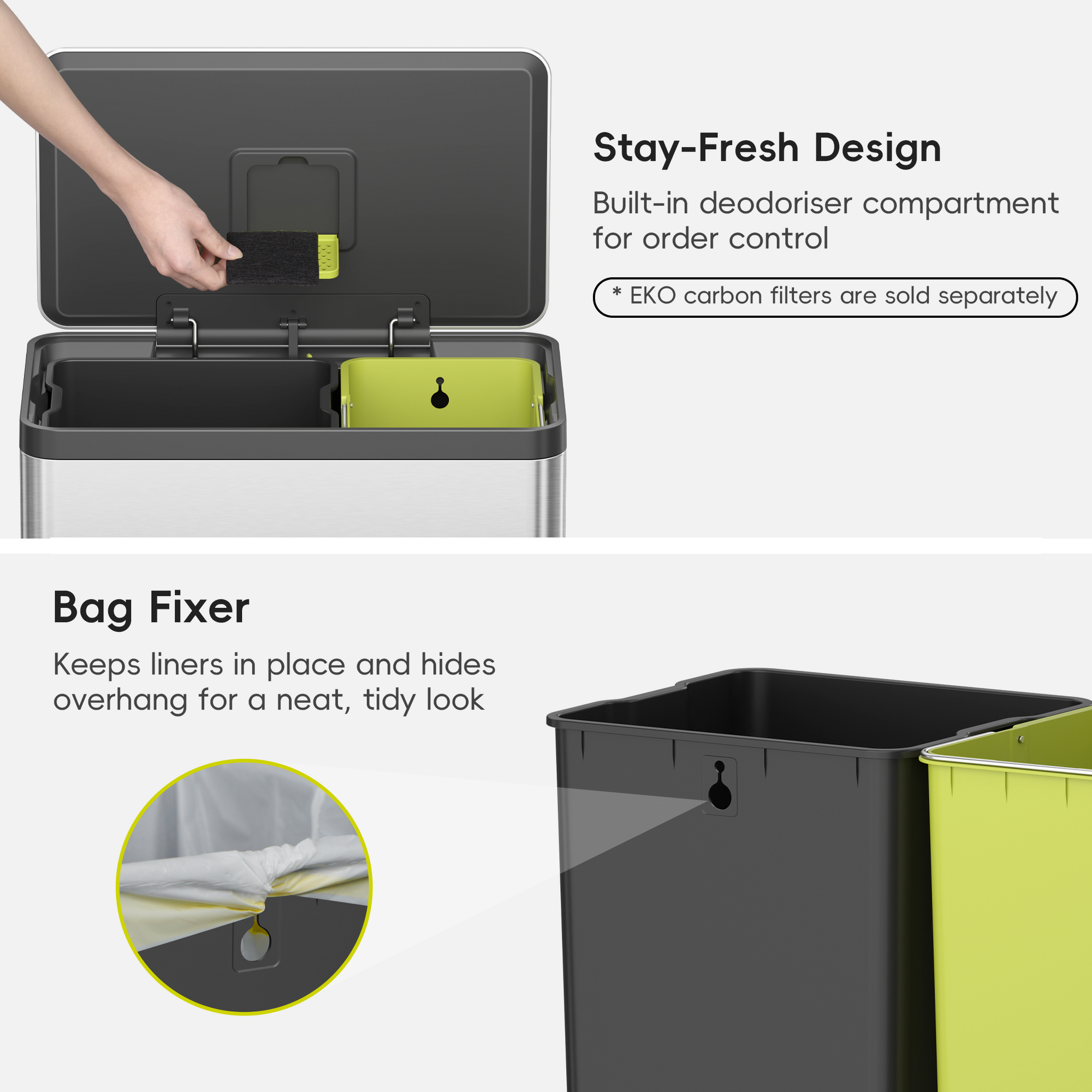 EcoCasa II Step Recycling Can - Dual Compartment 36L+24L