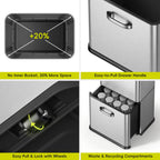 Vintage Dual Compartment Motion Sensor Trash Can Stainless Steel