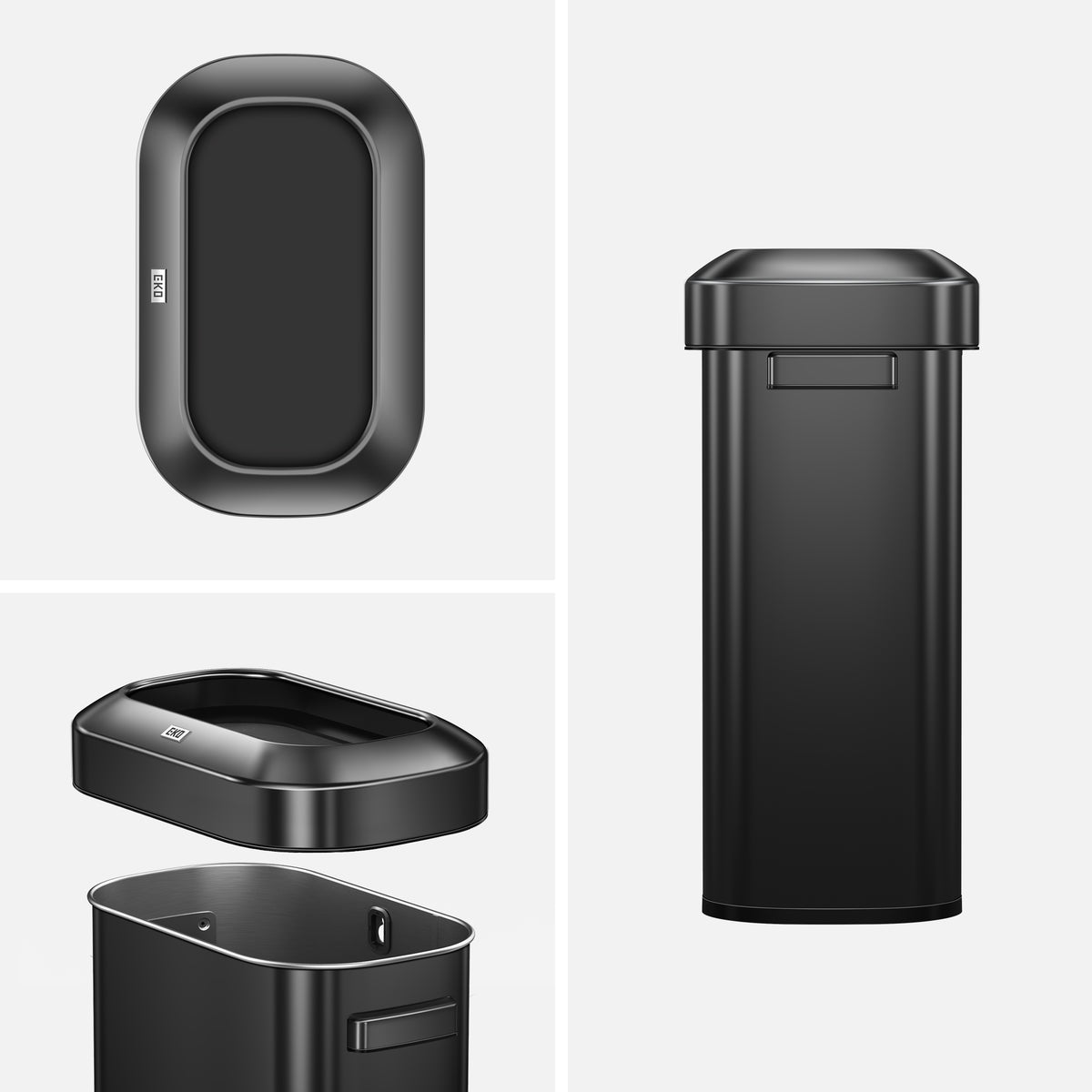 Urban Slim Open Top Commercial Trash Can, Stainless Steel