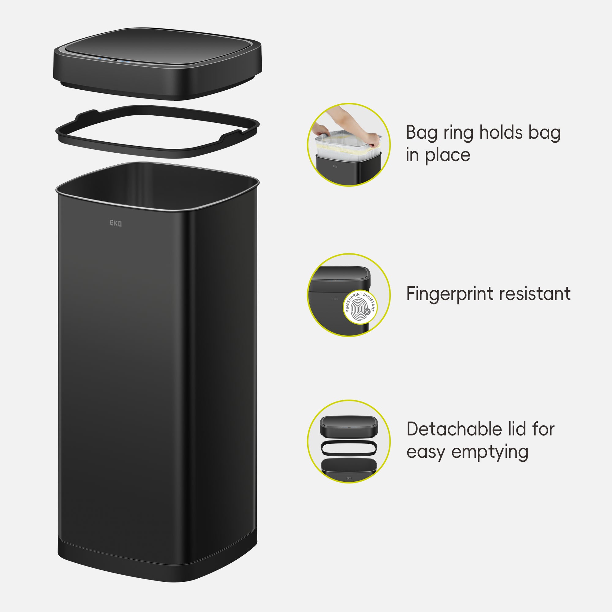Ecosmart Motion Sensor Square Trash Can Stainless Steel 80 L / 21.1 Gal
