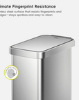 Hudson Slim 50 Liter / 13 Gallon Matte Stainless Steel Step Trash Can with Lid