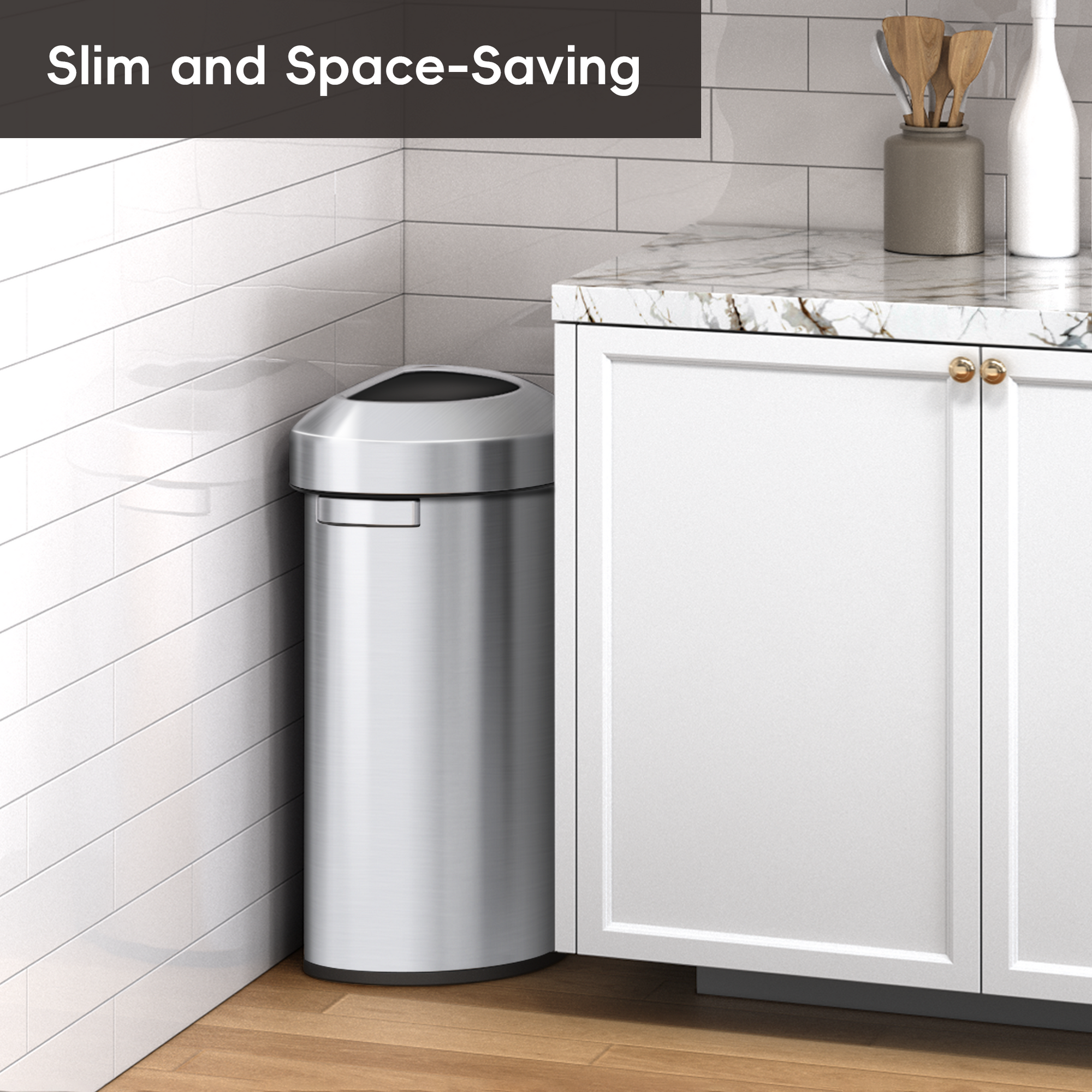 EKO Urban Semi-Round Open Top Can Commercial Grade – 60L / 16 Gal – Slim and Space-Saving