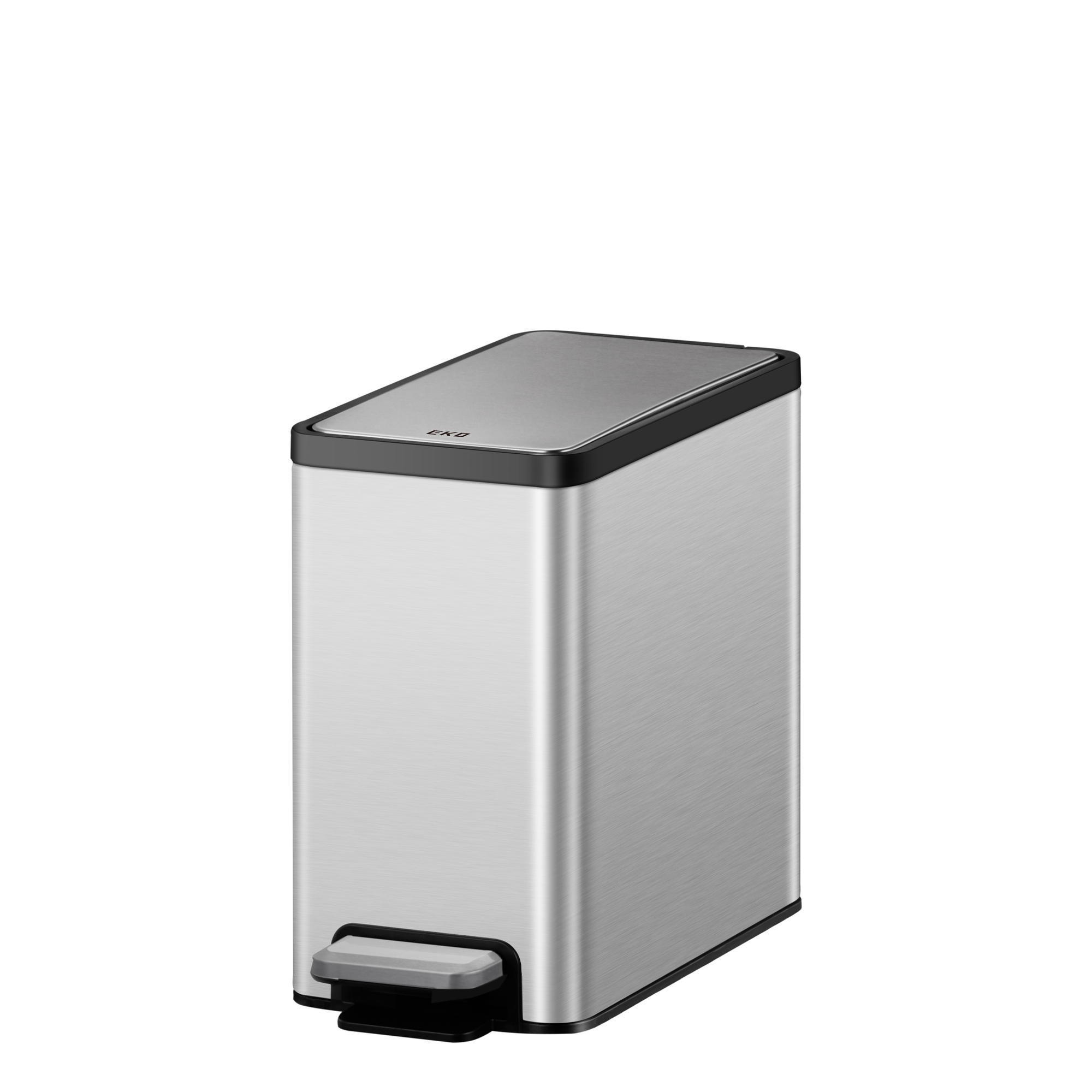 EKO EcoCasa II Slim Step Trash Can with Liner - 6L / 1.6 Gal - Matte Stainless Steel 