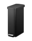 EKO Hudson Slim 50 Liter / 13 Gallon Matte Black Step Trash Can with Lid.