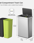 Dual-Compartment EKO Trash Can
with two 8 Gallon color-coded inner buckets.