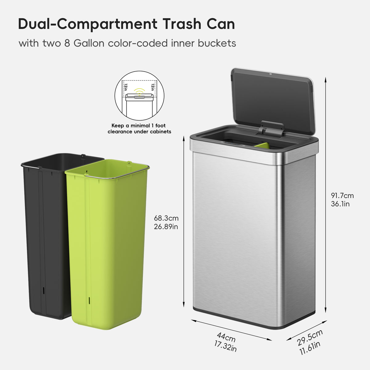 Nova Stainless Steel Motion Sensor Trash Can