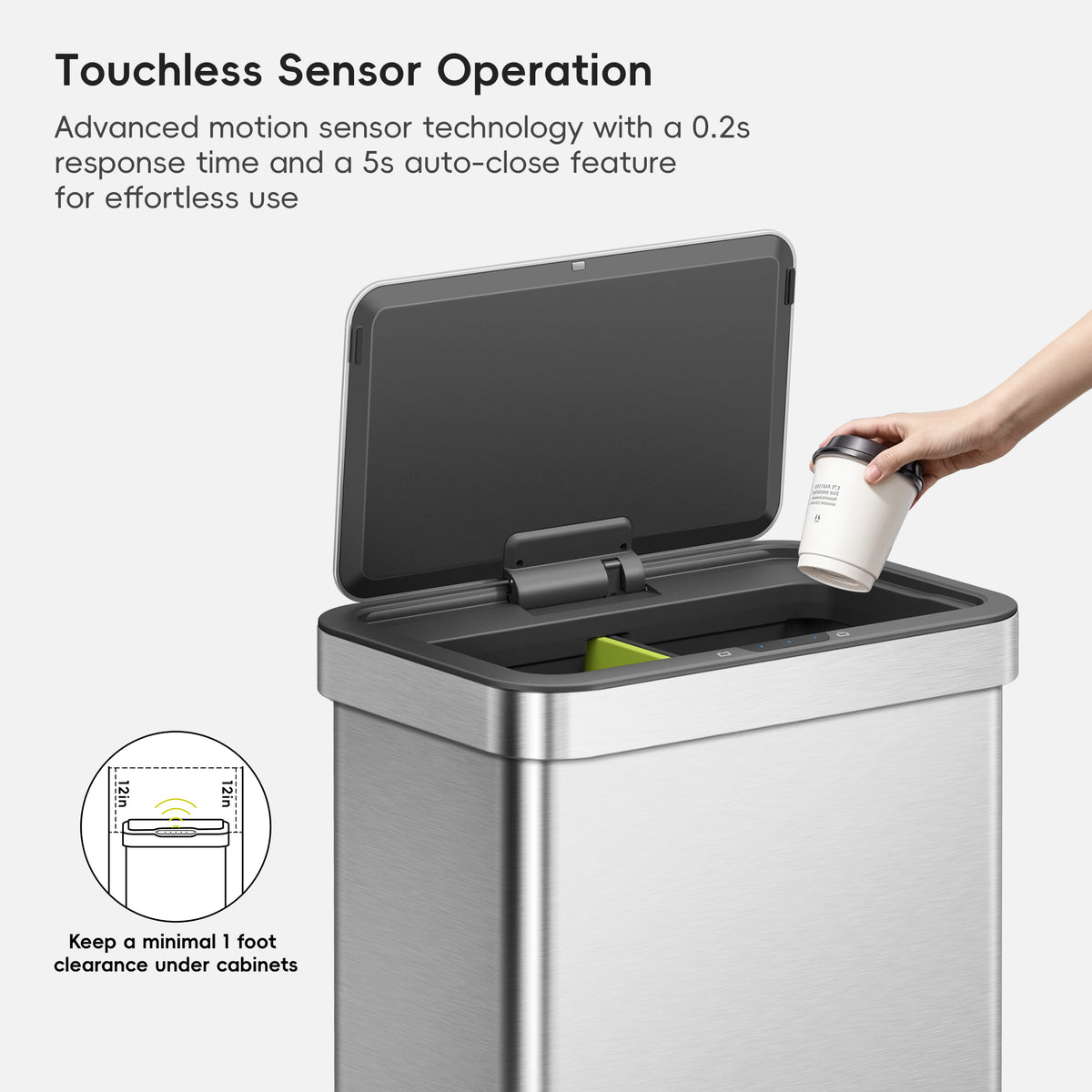 Nova Stainless Steel Motion Sensor Trash Can