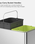 EKO trash can featuring Easy-Carry Bucket Handles Each inner bucket has a sturdy handle for quick lift-out emptying and easy bag changes.