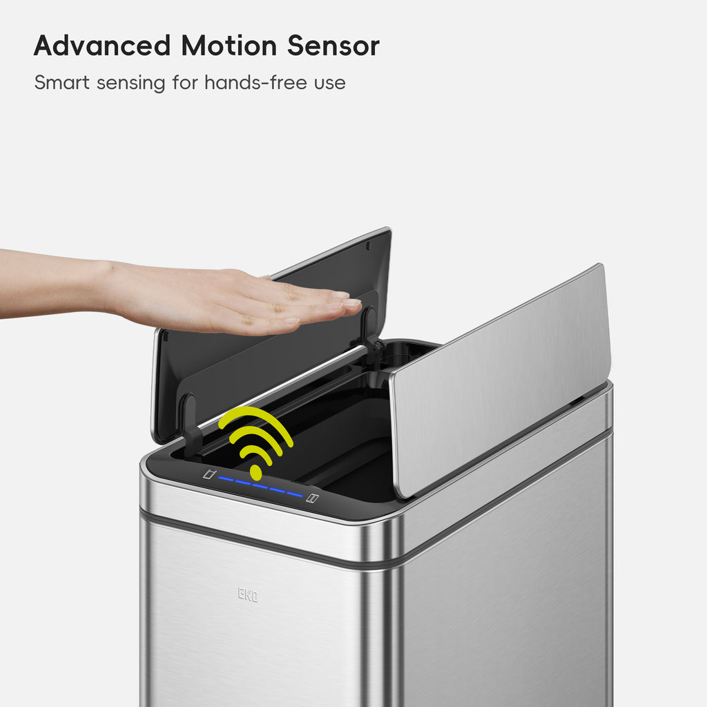 Deluxe Phantom Motion Sensor Trash Can Stainless Steel 45 L / 11.9 Gal
