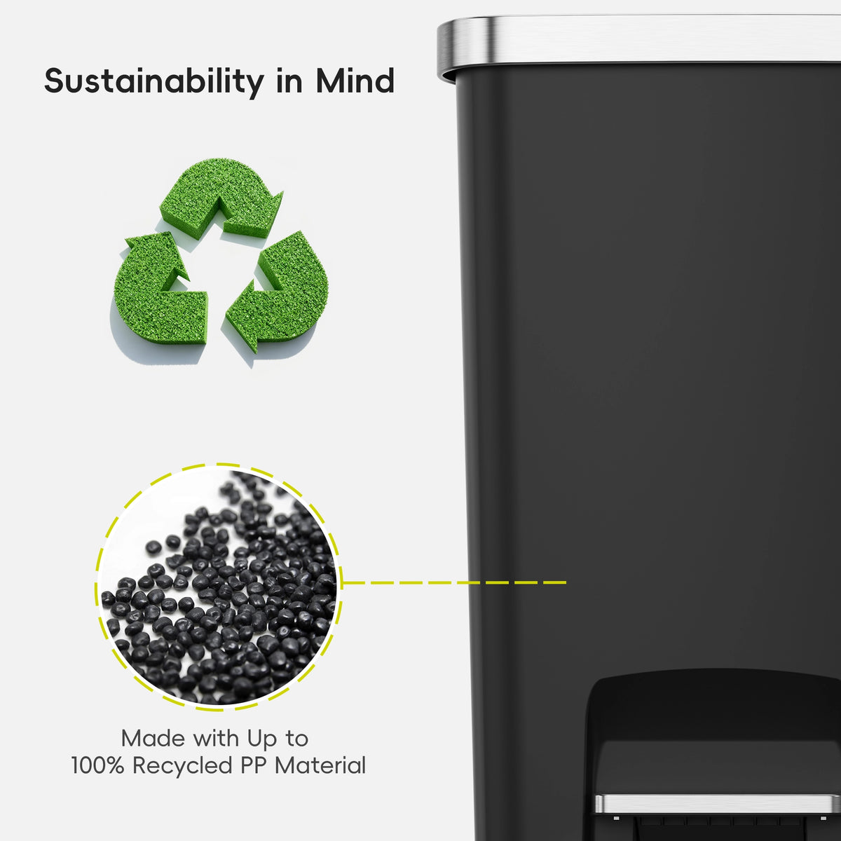 Hana Select Plastic Resin Step Trash Can 50 L / 13 Gal