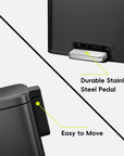 Maxwell Step On Foot Pedal Trash Can, 13.2 Gallon/50L Matte Black Steel